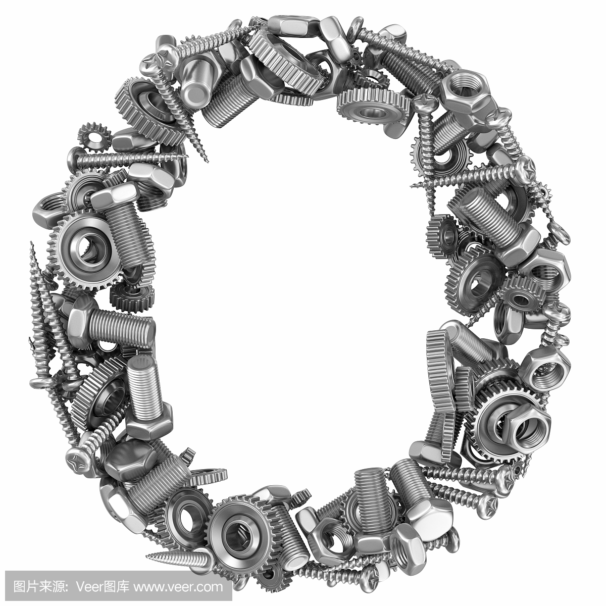 金屬螺桿和齒輪字母O